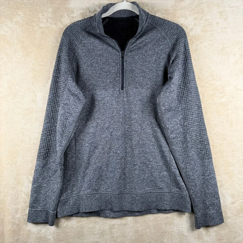 Lululemon Women 8/Men XS Engineered 1/2 Zip Pullover‎ Wool Blend Heathered Gray